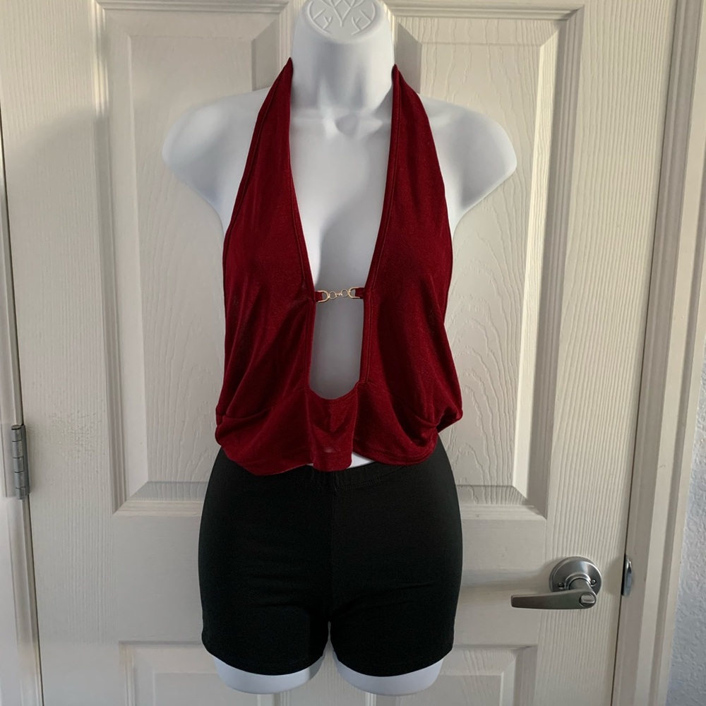 SHEIN Red Backless Top